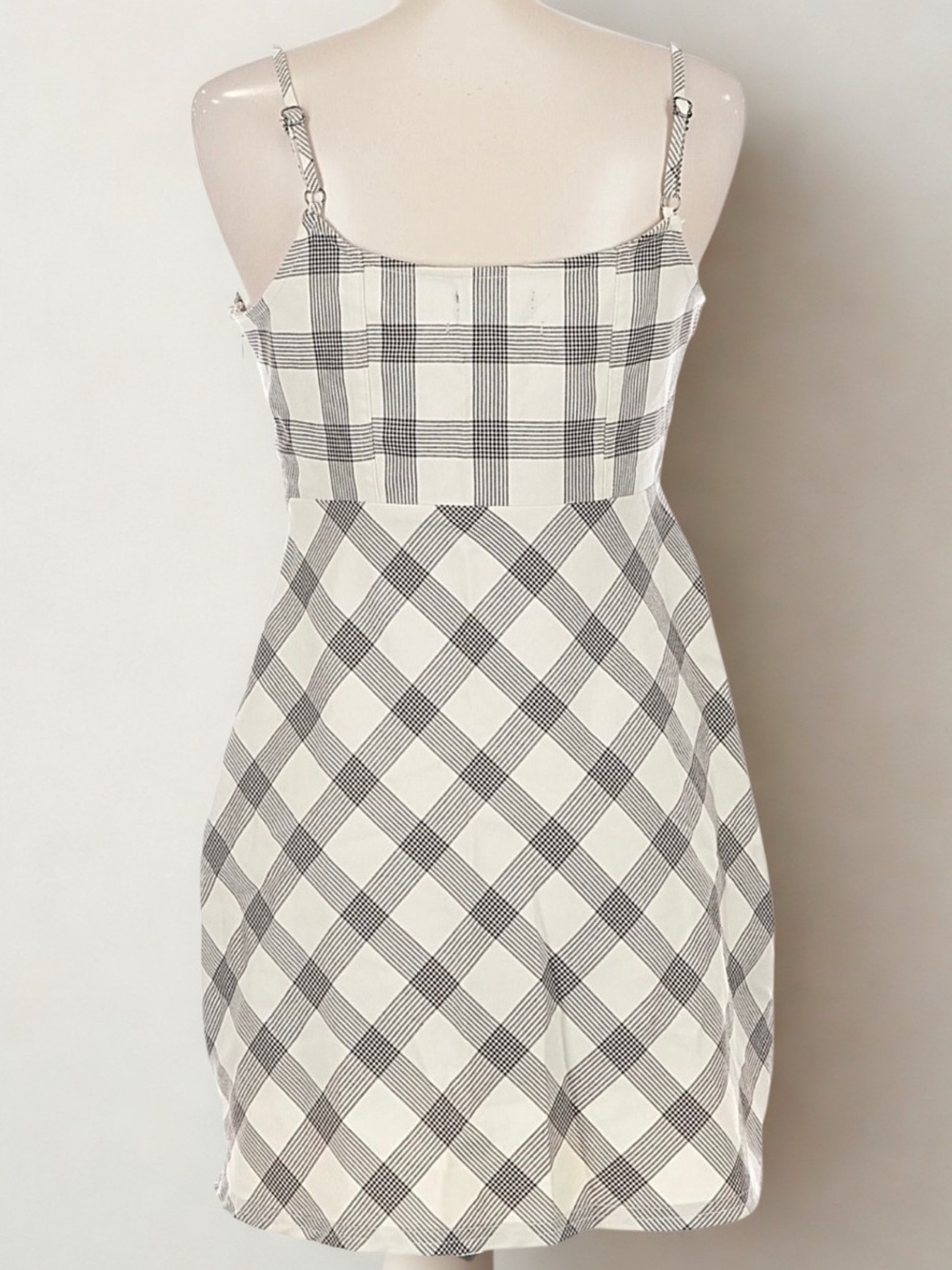 Urban Outfitters Cream and Brown Plaid Spaghetti Strap Mini Dress - Picture 8 of 11